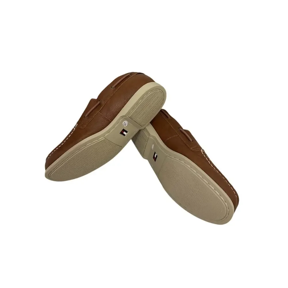 Tommy Hilfiger Shoes Brown Leather Slip On Boat Loafers Size Men's 10.5